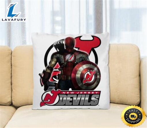 NHL Captain America Thor Spider Man Hawkeye Avengers Endgame Hockey New Jersey Devils Square Pillow