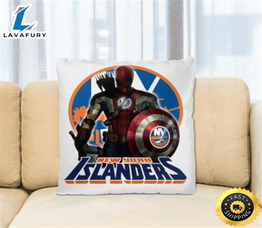 NHL Captain America Thor Spider Man Hawkeye Avengers Endgame Hockey New York Islanders Square Pillow