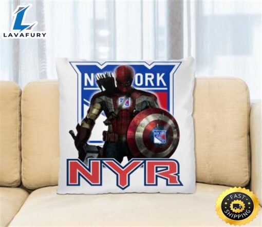 NHL Captain America Thor Spider Man Hawkeye Avengers Endgame Hockey New York Rangers Square Pillow