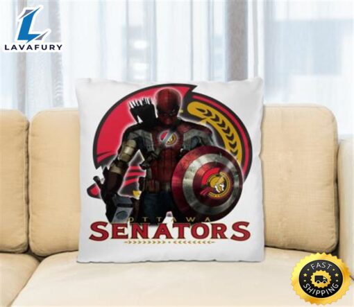 NHL Captain America Thor Spider Man Hawkeye Avengers Endgame Hockey Ottawa Senators Square Pillow