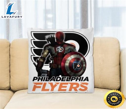 NHL Captain America Thor Spider Man Hawkeye Avengers Endgame Hockey Philadelphia Flyers Square Pillow