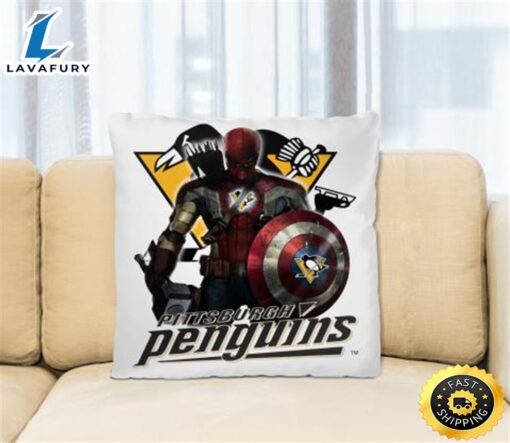 NHL Captain America Thor Spider Man Hawkeye Avengers Endgame Hockey Pittsburgh Penguins Square Pillow