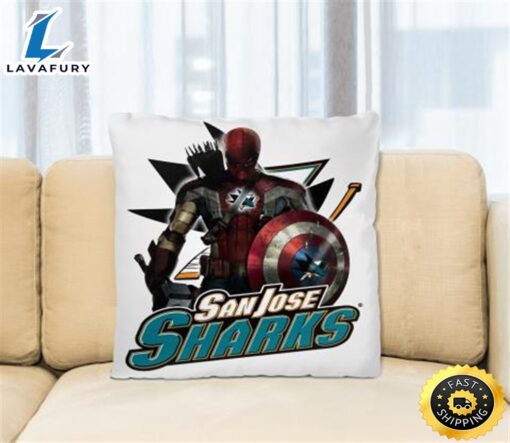 NHL Captain America Thor Spider Man Hawkeye Avengers Endgame Hockey San Jose Sharks Square Pillow