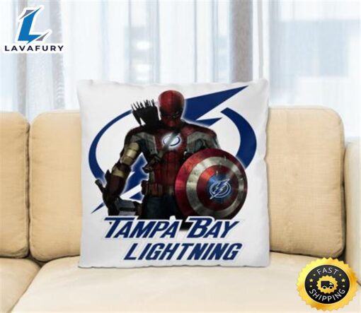 NHL Captain America Thor Spider Man Hawkeye Avengers Endgame Hockey Tampa Bay Lightning Square Pillow