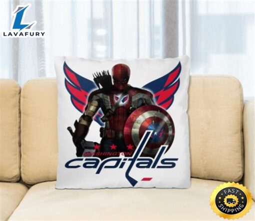 NHL Captain America Thor Spider Man Hawkeye Avengers Endgame Hockey Washington Capitals Square Pillow