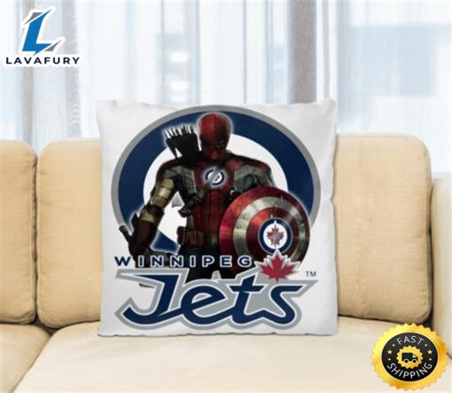 NHL Captain America Thor Spider Man Hawkeye Avengers Endgame Hockey Winnipeg Jets Square Pillow