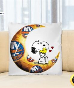 NHL Hockey New York Islanders I Love Snoopy To The Moon And Back Pillow Square Pillow