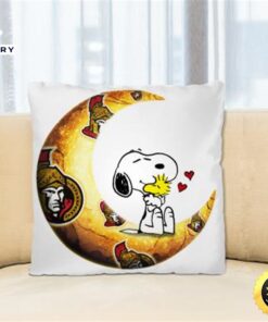 NHL Hockey Ottawa Senators I Love Snoopy To The Moon And Back Pillow Square Pillow