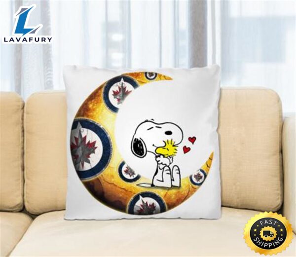 NHL Hockey Winnipeg Jets I Love Snoopy To The Moon And Back Pillow Square Pillow
