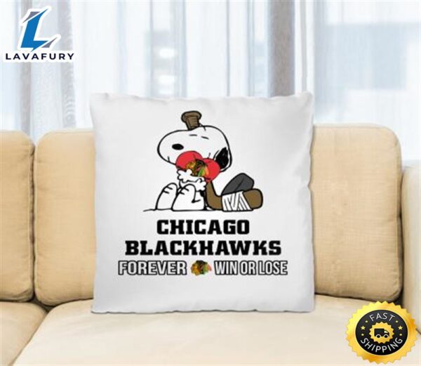 NHL The Peanuts Movie Snoopy Forever Win Or Lose Hockey Chicago Blackhawks Pillow Square Pillow