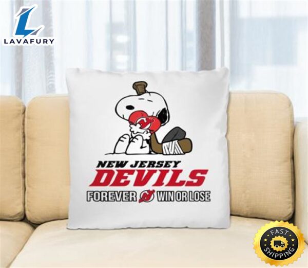 NHL The Peanuts Movie Snoopy Forever Win Or Lose Hockey New Jersey Devils Pillow Square Pillow