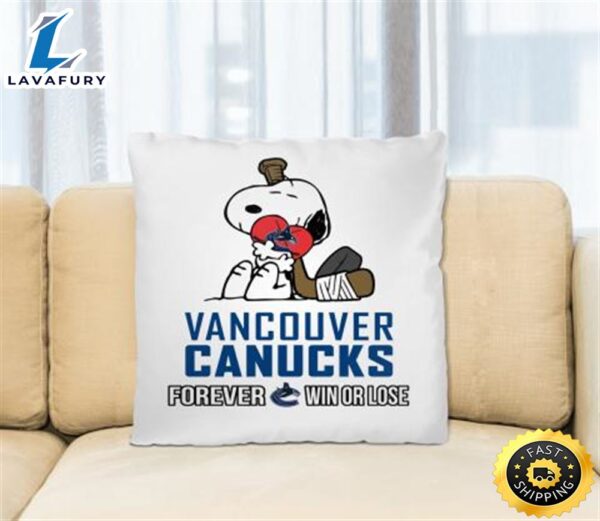 NHL The Peanuts Movie Snoopy Forever Win Or Lose Hockey Vancouver Canucks Pillow Square Pillow