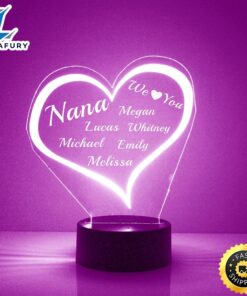 Nana Heart Night Light Personalized…