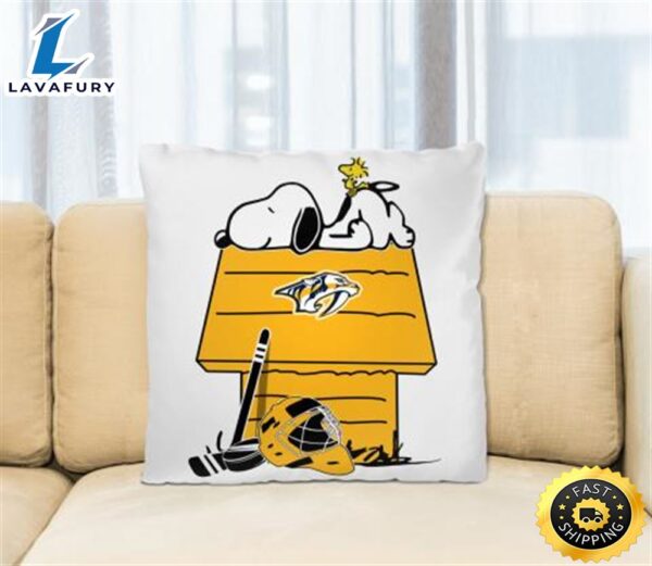 Nashville Predators NHL Hockey Snoopy Woodstock The Peanuts Movie Pillow Square Pillow