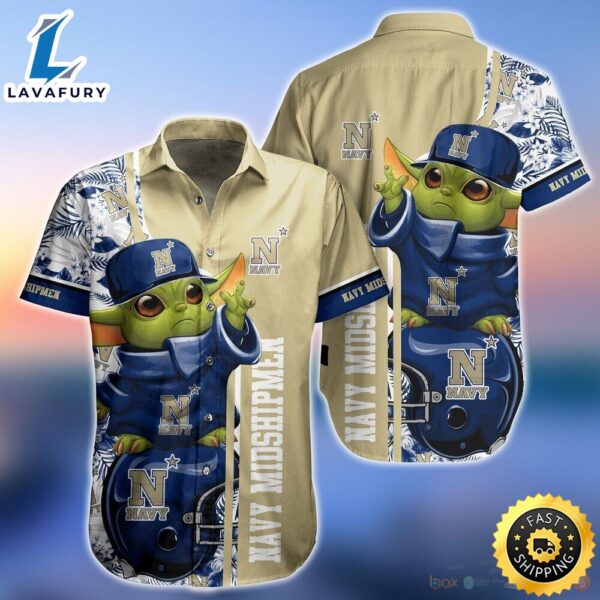 Navy Midshipmen Baby Yoda NCAA Hawaiian Shirts