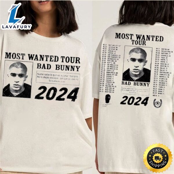 New Bad Bunny Most Wanted Tour 2024 T-Shirt