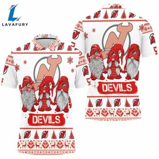 New Jersey Devils Christmas Gnomes Polo Shirt