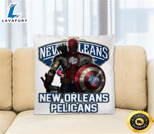 New Orleans Pelicans NBA Basketball Captain America Thor Spider Man Hawkeye Avengers Square Pillow