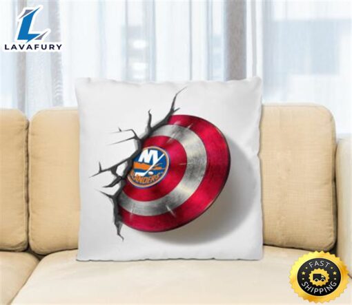 New York Islanders NHL Hockey Captain America’s Shield Marvel Avengers Square Pillow