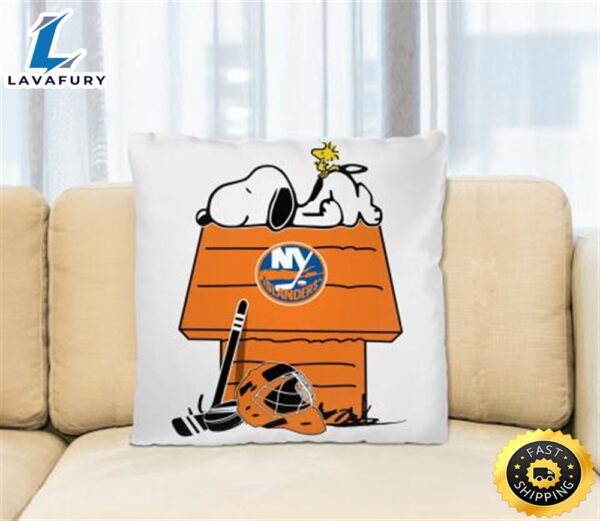New York Islanders NHL Hockey Snoopy Woodstock The Peanuts Movie (1) Pillow Square Pillow