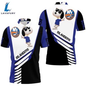 New York Islanders Snoopy For Fans 3d Polo Shirt