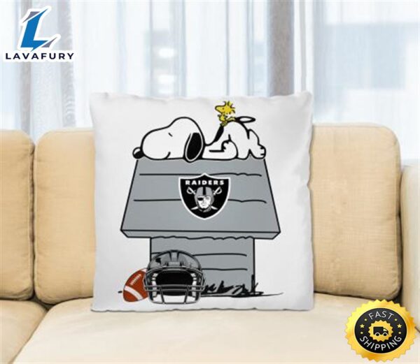 Oakland Raiders NFL Football Snoopy Woodstock The Peanuts Movie Pillow Square Pillow