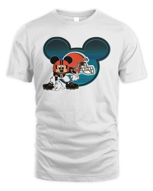 Official Cleveland Browns Mickey Mouse Disney Football 2024 Shirt Whit