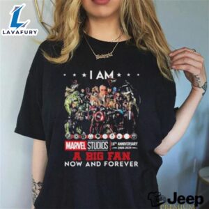 Official i Am Marvel Studios 16th Anniversary 2008 2024 A Big Fan Now And Forever Signatures Shirt