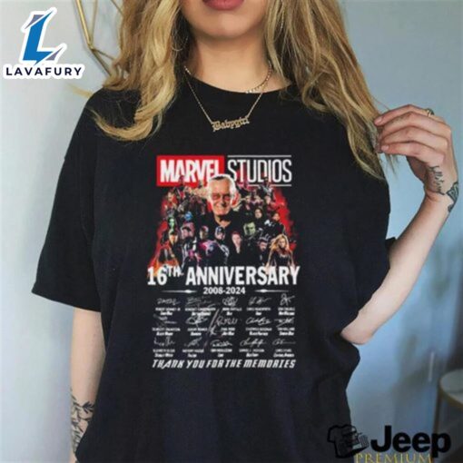 Official marvel Studios 16th Anniversary 2008 2024 Thank You For The Memories Signatures Shirt