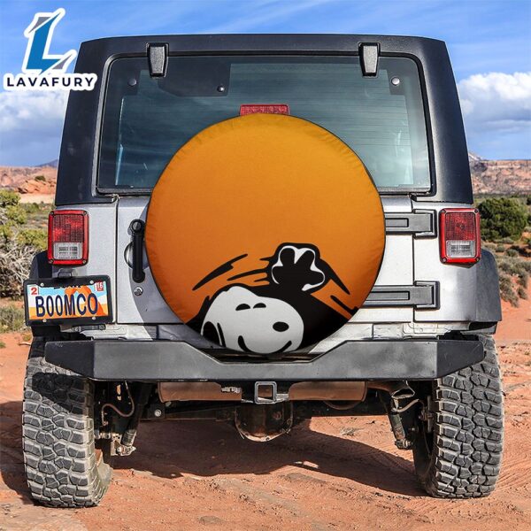 Orange Snoopy Peek A Boo Funny Jeep Car Spare Tire Covers Gift For Campers