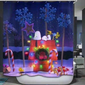 Peanuts Christmas Shower Curtain Snoopy…