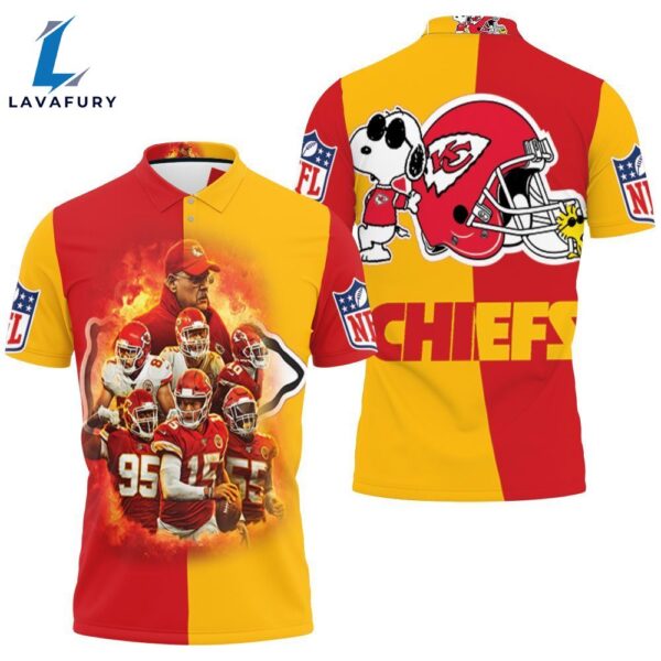 Peanuts Snoopy Kansas City Chiefs Helmet Afc West Division Champions Super Bowl  Polo Shirt