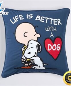 Peanuts Valentine Day Life Is Better With A Dog Pillow Cover