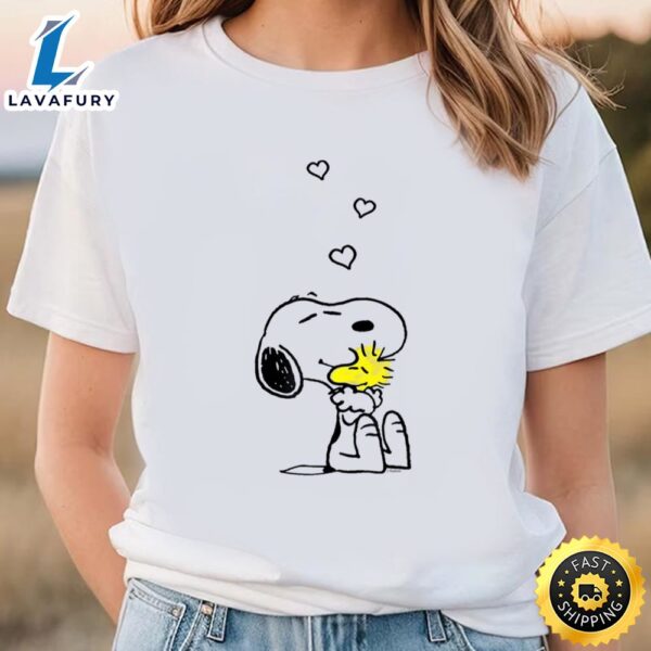 Peanuts Valentine Snoopy And Woodstock Hugs And Love T-shirt