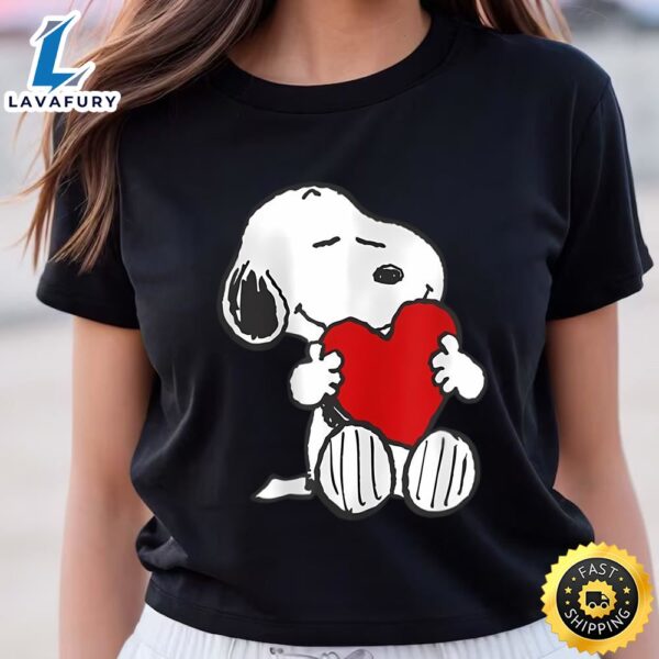 Peanuts Valentine Snoopy Hugging Heart Shirt