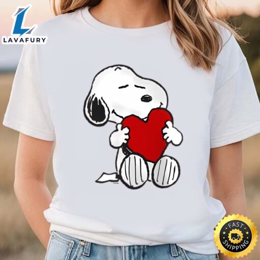 Peanuts Valentine Snoopy Hugging Heart T-Shirt