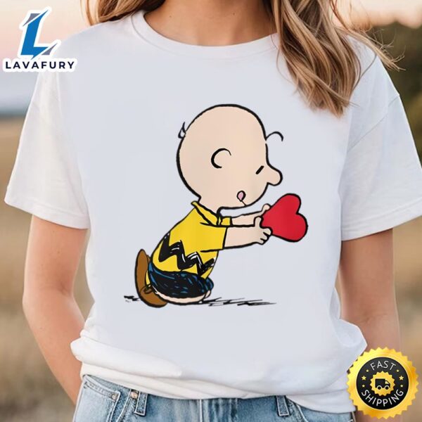 Peanuts Valentine’s Day Charlie Brown Red Heart T-Shirt