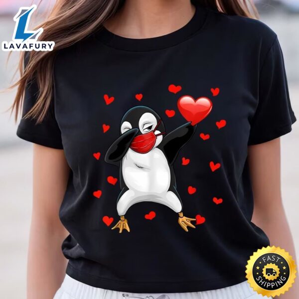 Penguin Face Mask Dab Dance Valentine Gifts Boy Girl T-Shirt