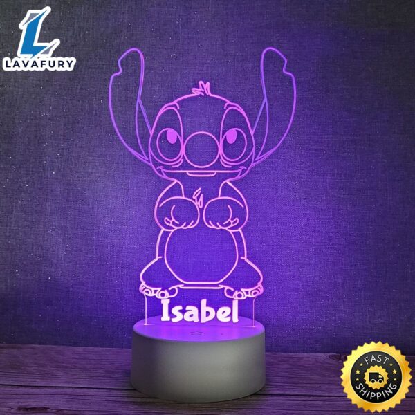Personalised 3d Led Stitch Night Light Illusion Lamp Lilo & Stitch