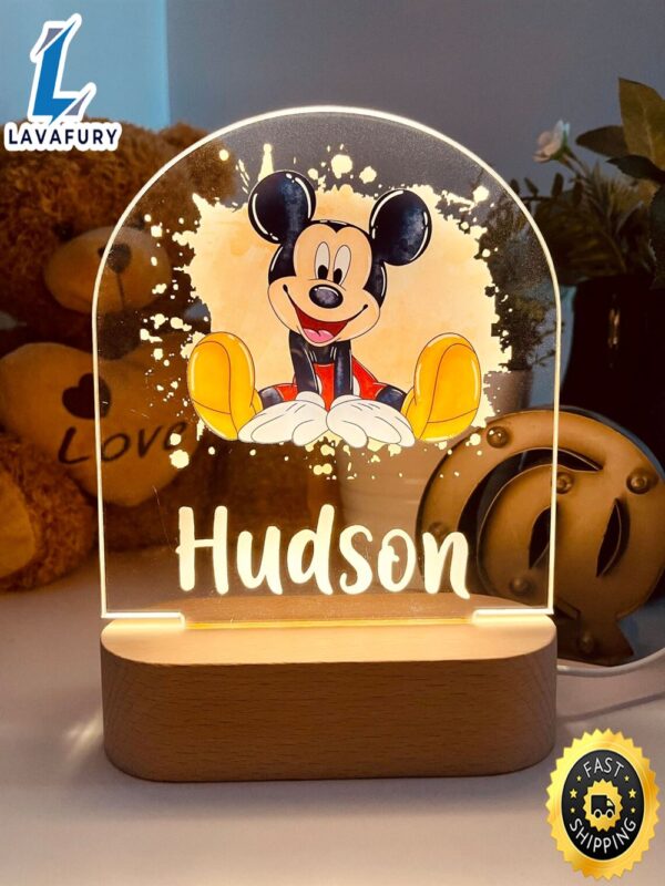 Personalised Mickey Mouse Night Light – Custom Name Gift Sets