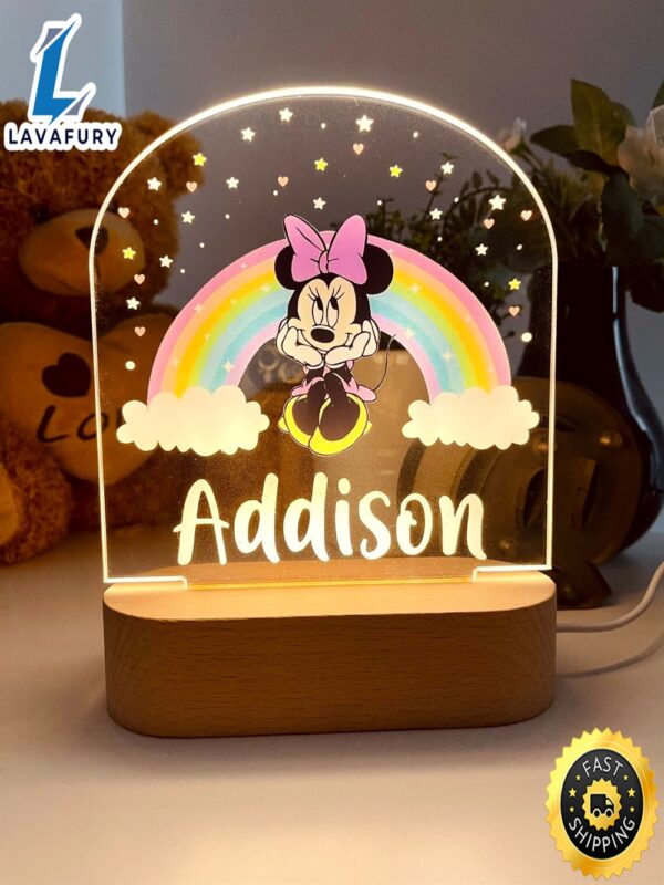 Personalised Minnie Mouse Night Light – Custom Name Gift Set