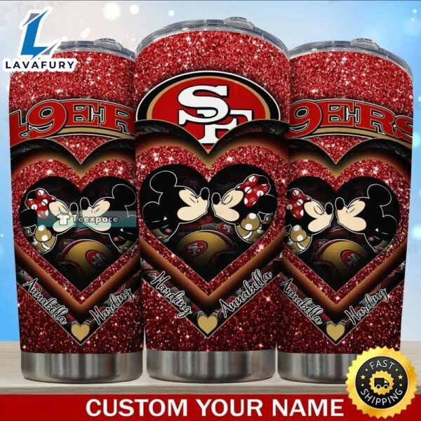 Personalized 49ers Mickey And Minie Valentine Tumbler Gift For Her
