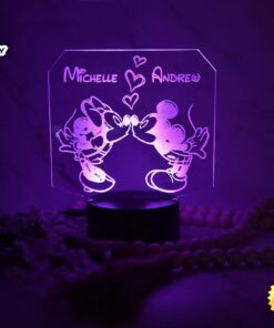 Personalized Minnie And Mickey Led Night Light, Disney Bedroom Night Light