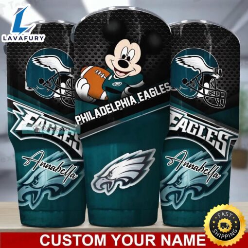 Personalized Name Eagles Mickey Quarterback Tumbler