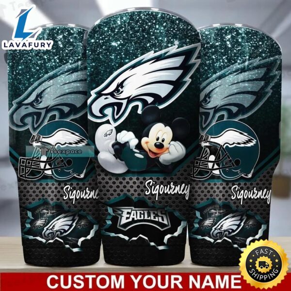 Personalized Name Mickey Mouse Eagles Fan Tumbler