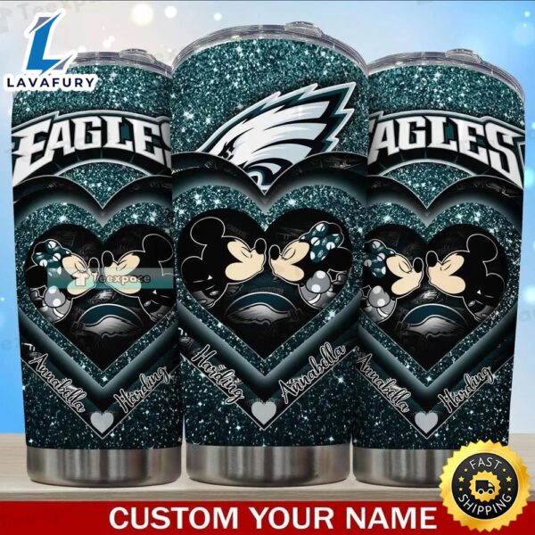 Personalized Philadelphia Eagles Mickey And Minnie Mouse Tumbler
