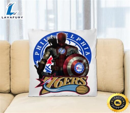 Philadelphia 76ers NBA Basketball Captain America Thor Spider Man Hawkeye Avengers (1) Square Pillow