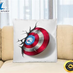 Philadelphia 76ers NBA Basketball Captain America’s Shield Marvel Avengers Square Pillow