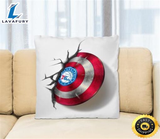 Philadelphia 76ers NBA Basketball Captain America’s Shield Marvel Avengers Square Pillow