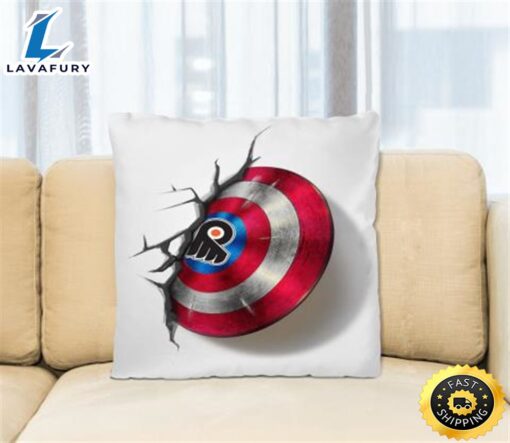 Philadelphia Flyers NHL Hockey Captain America’s Shield Marvel Avengers Square Pillow